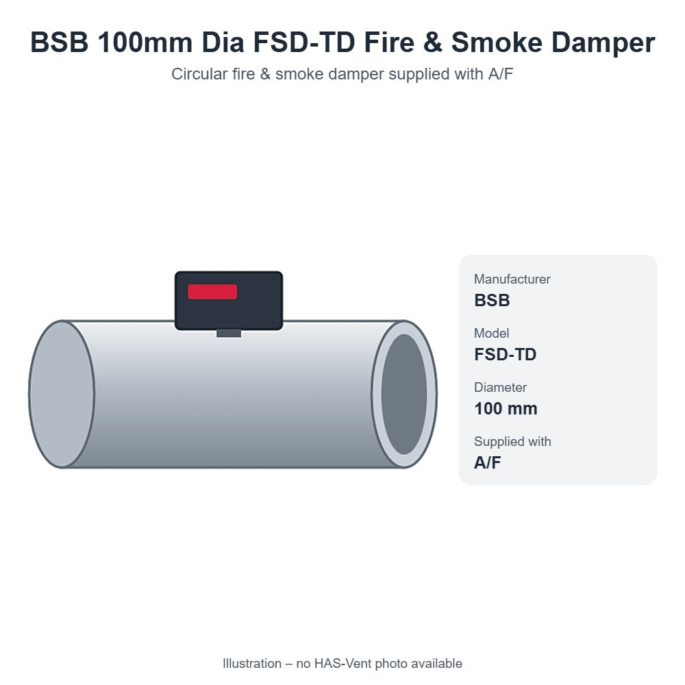 BSB 100mm Dia FSD-TD Fire & Smoke Damper with A/F