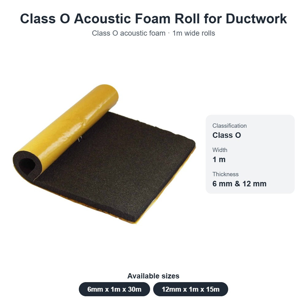 Class O Acoustic Foam Roll for Ductwork – 6mm & 12mm