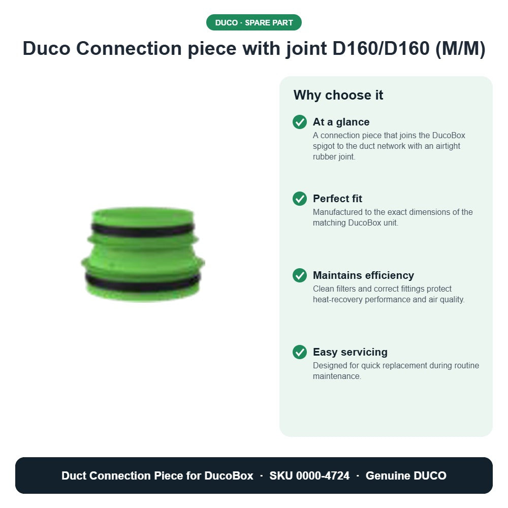 Duco Connection piece with joint D160/D160 (M/M) – DUCO 0000-4724 key benefits