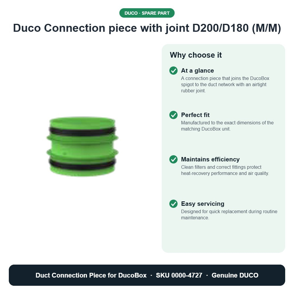 Duco Connection piece with joint D200/D180 (M/M) – DUCO 0000-4727 key benefits