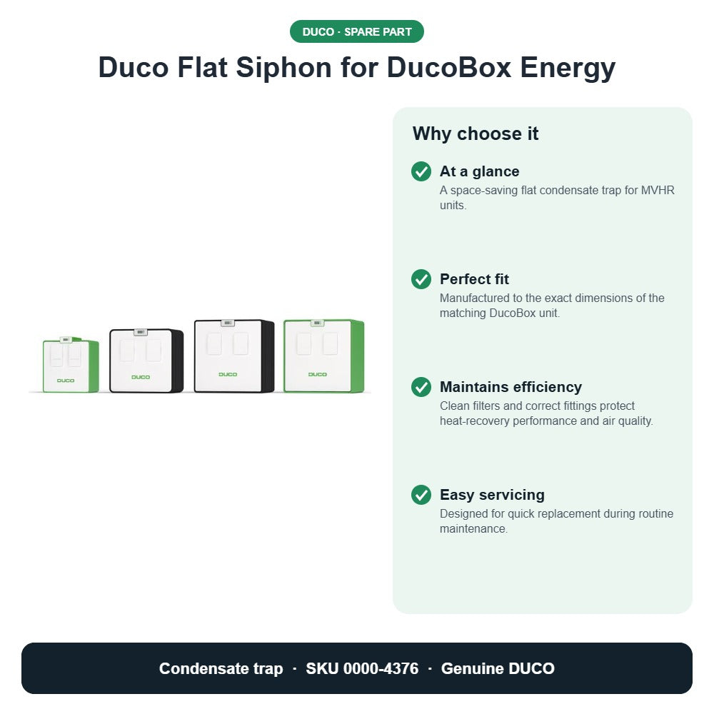 Duco Flat Siphon for DucoBox Energy – DUCO 0000-4376 key benefits