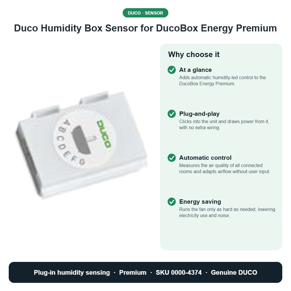 Duco Humidity Box Sensor for DucoBox Energy Premium – DUCO 0000-4374 key benefits
