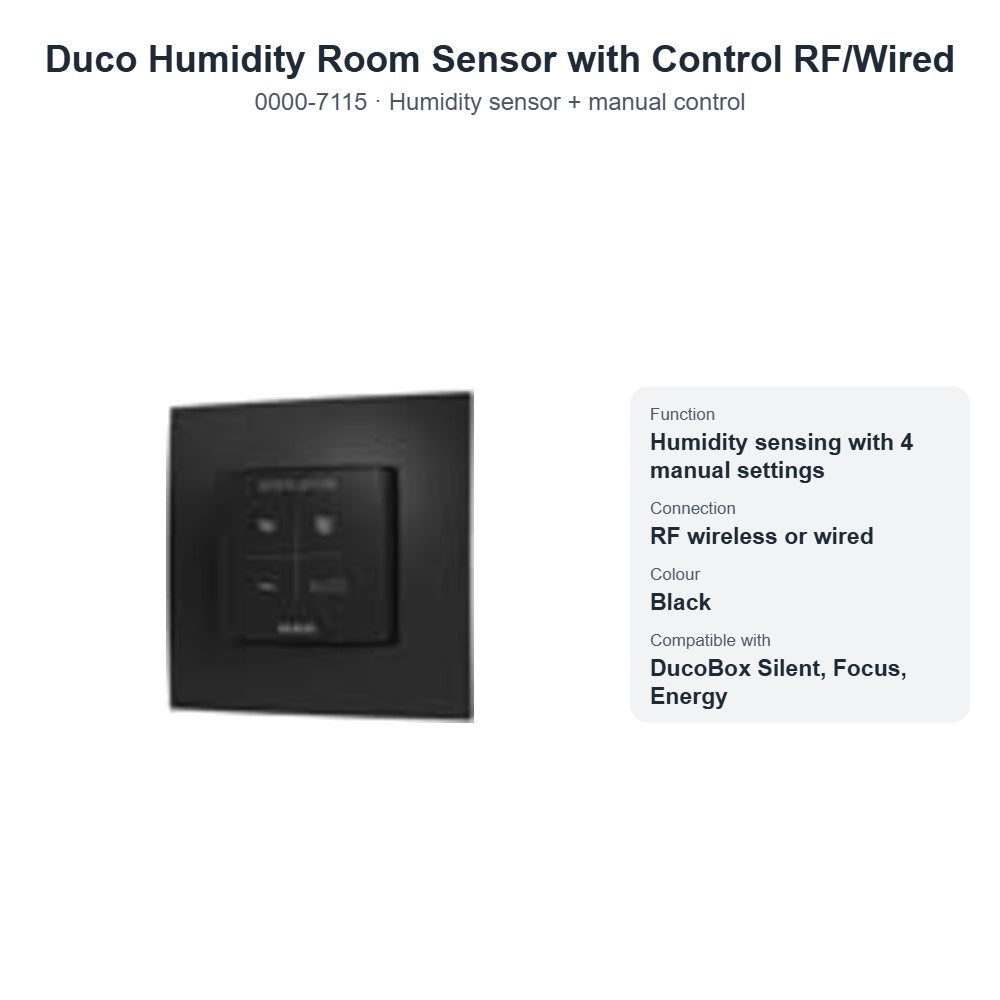Duco Humidity Room Sensor with Control RF/Wired – DUCO 0000-7115