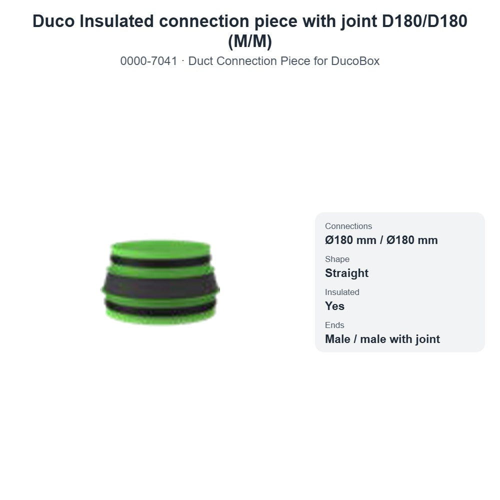 Duco Insulated connection piece with joint D180/D180 (M/M) – DUCO 0000-7041
