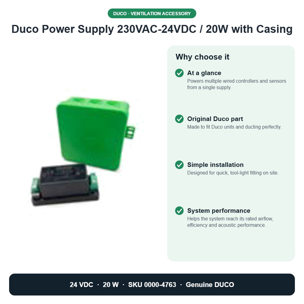 Duco Power Supply 230VAC-24VDC / 20W with Casing – DUCO 0000-4763 key benefits
