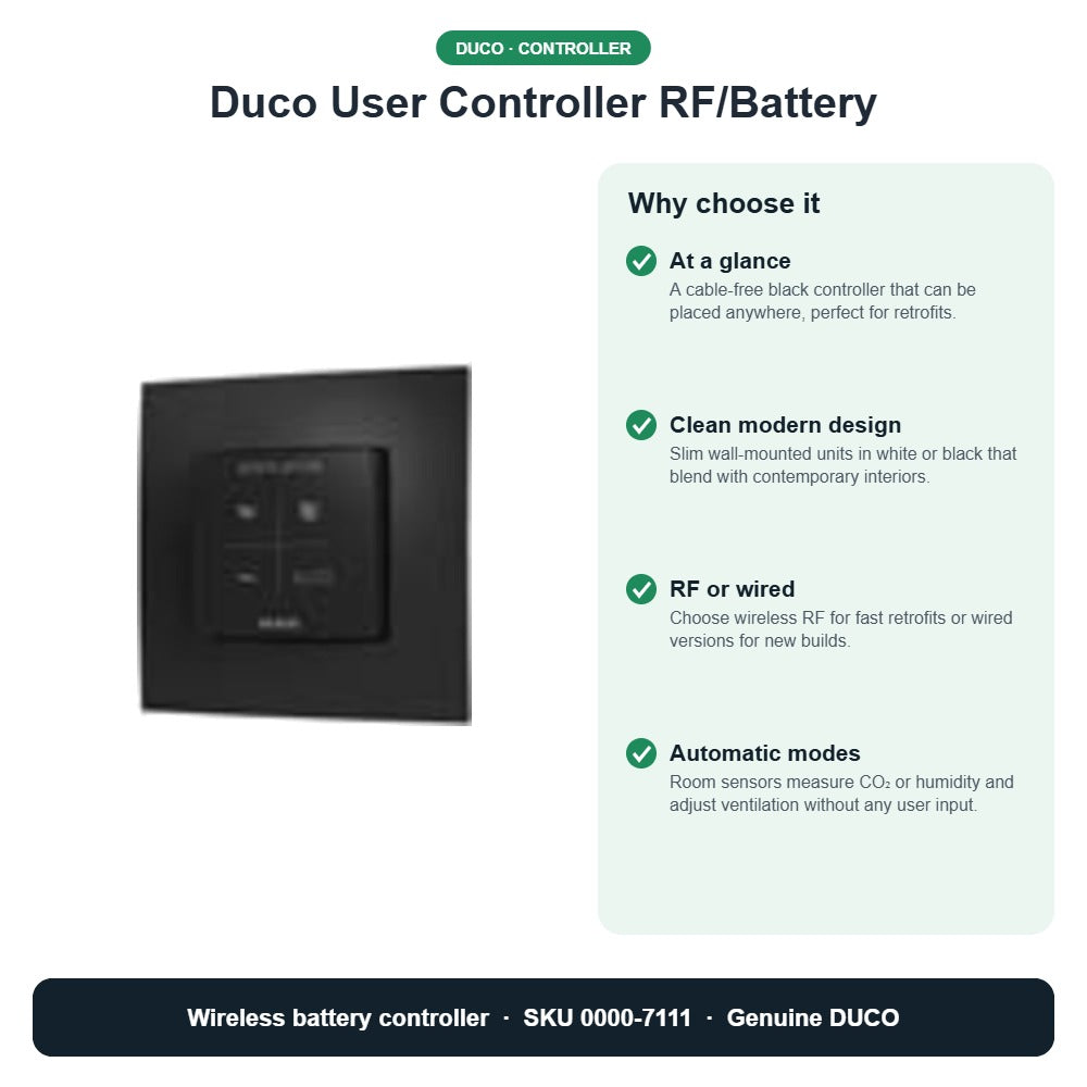 Duco User Controller RF/Battery – DUCO 0000-7111 key benefits