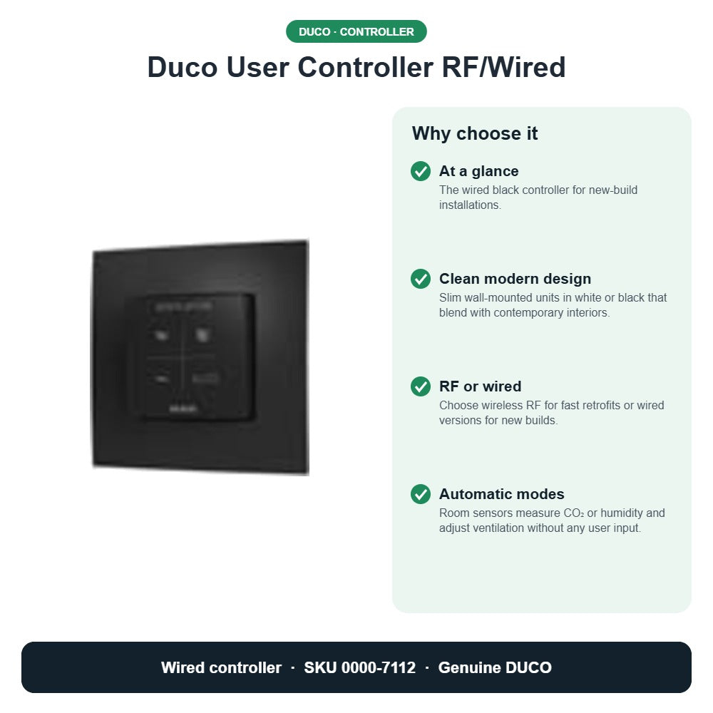 Duco User Controller RF/Wired – DUCO 0000-7112 key benefits