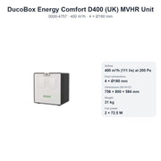 DucoBox Energy Comfort D400 (UK) MVHR Unit – DUCO 0000-4757