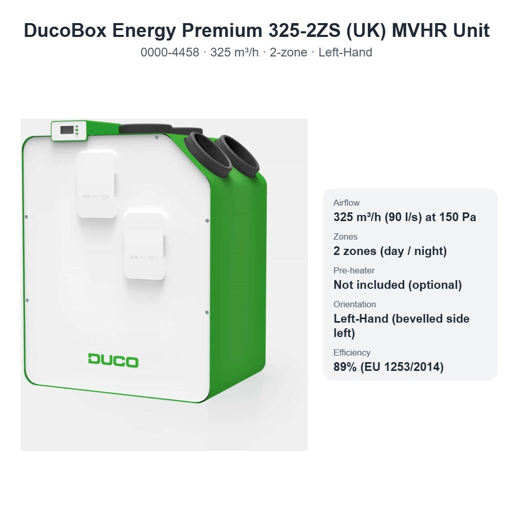 DucoBox Energy Premium 325-2ZS (UK) MVHR Unit – DUCO 0000-4458