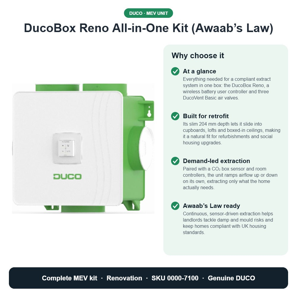 DucoBox Reno All-in-One Kit (Awaab’s Law) – DUCO 0000-7100 key benefits