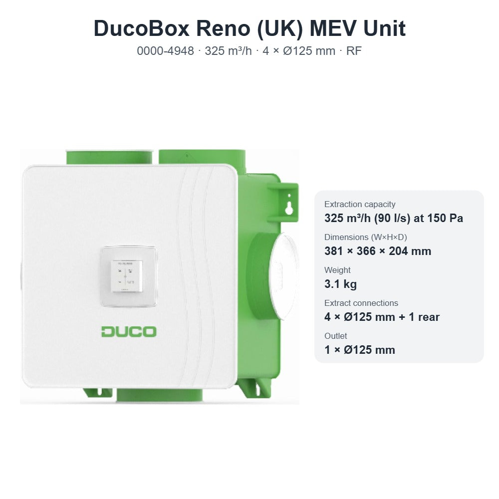 DucoBox Reno (UK) MEV Unit – DUCO 0000-4948