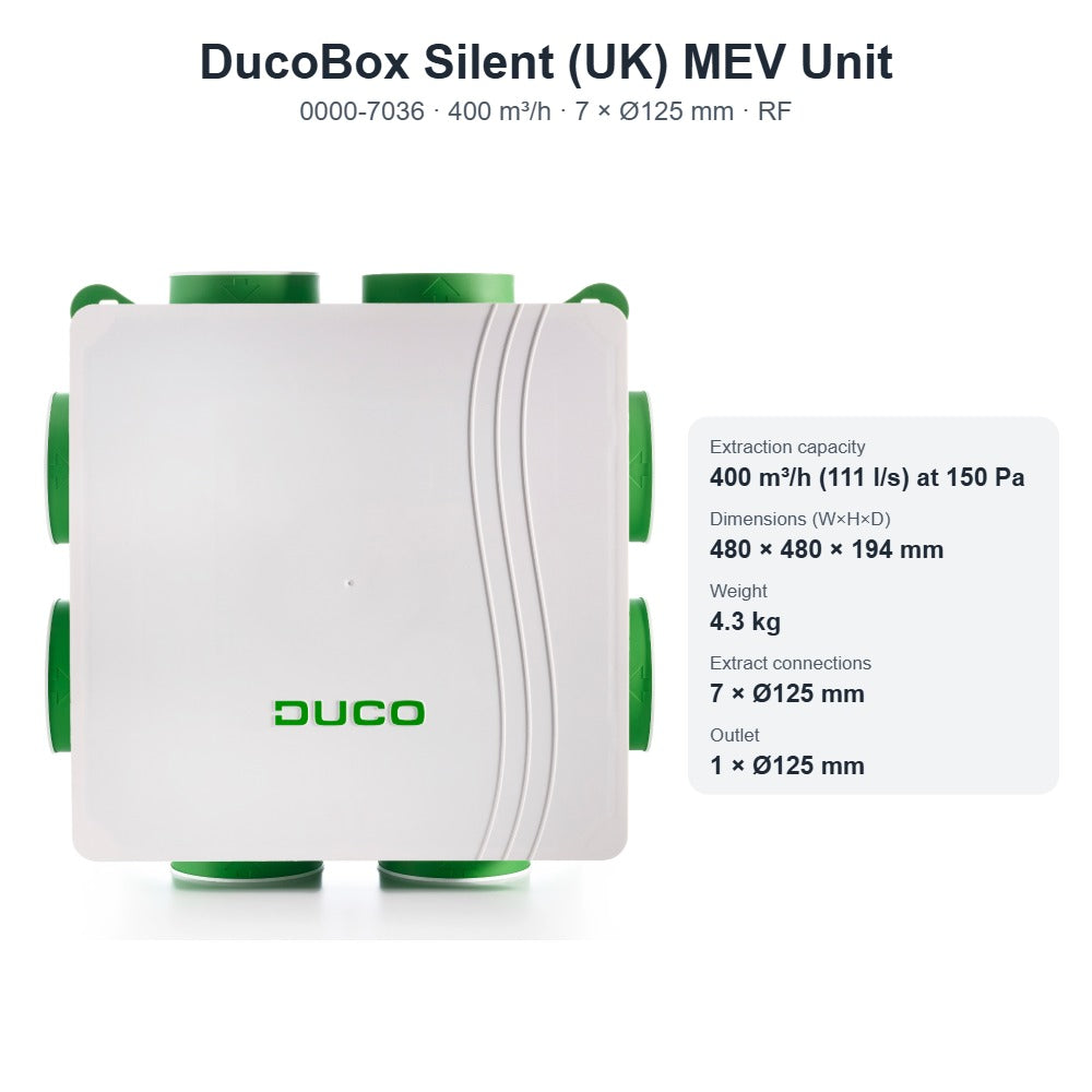 DucoBox Silent (UK) MEV Unit – DUCO 0000-7036