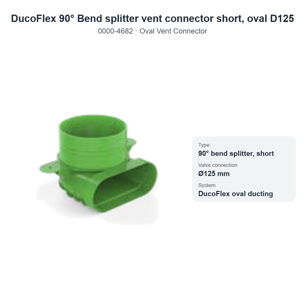 DucoFlex 90° Bend splitter vent connector short, oval D125 – DUCO 0000-4682