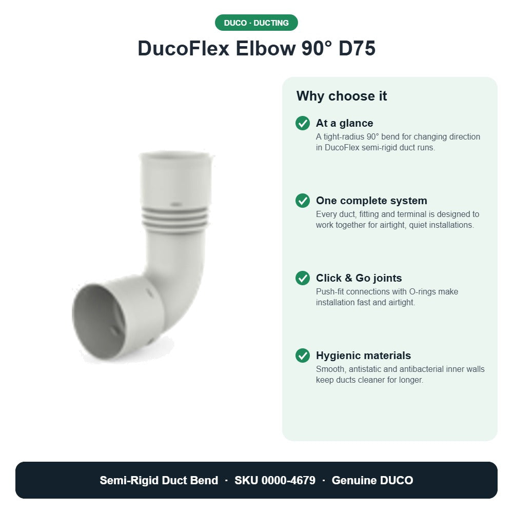 DucoFlex Elbow 90° D75 – DUCO 0000-4679 key benefits