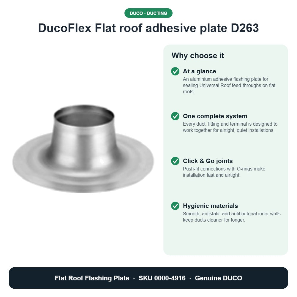 DucoFlex Flat roof adhesive plate D263 – DUCO 0000-4916 key benefits