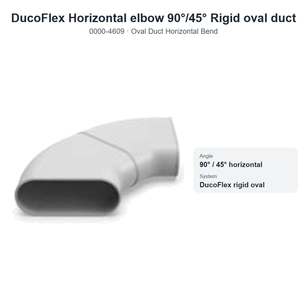 DucoFlex Horizontal elbow 90°/45° Rigid oval duct – DUCO 0000-4609