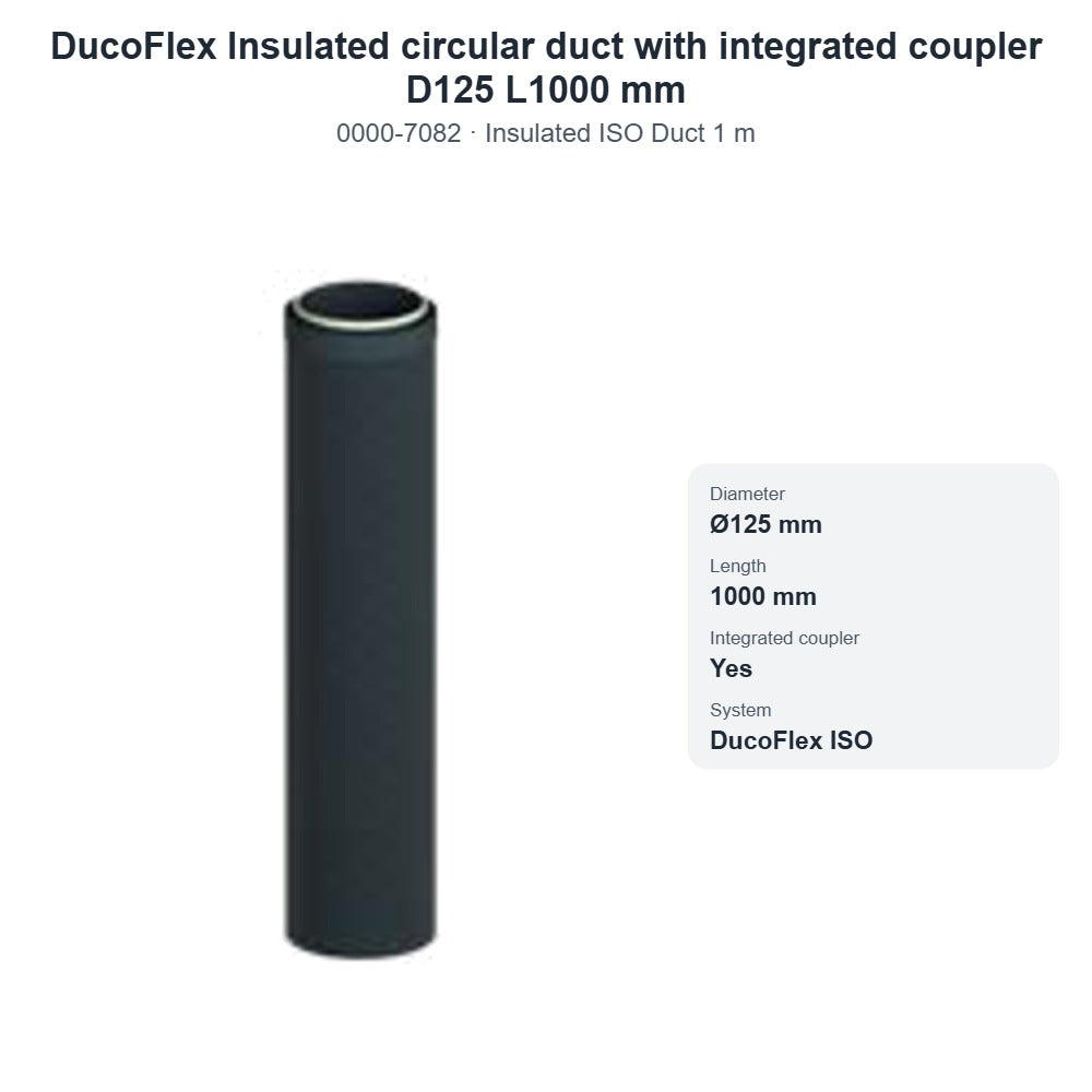 DucoFlex Insulated circular duct with integrated coupler D125 L1000 mm – DUCO 0000-7082