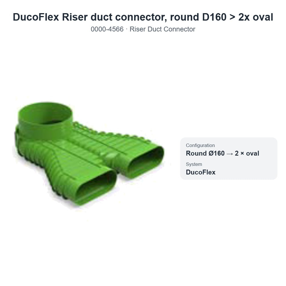 DucoFlex Riser duct connector, round D160 > 2x oval – DUCO 0000-4566