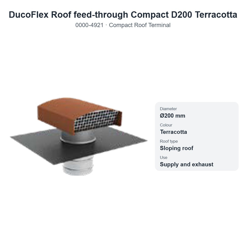 DucoFlex Roof feed-through Compact D200 Terracotta – DUCO 0000-4921