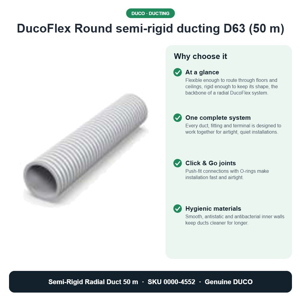 DucoFlex Round semi-rigid ducting D63 (50 m) – DUCO 0000-4552 key benefits