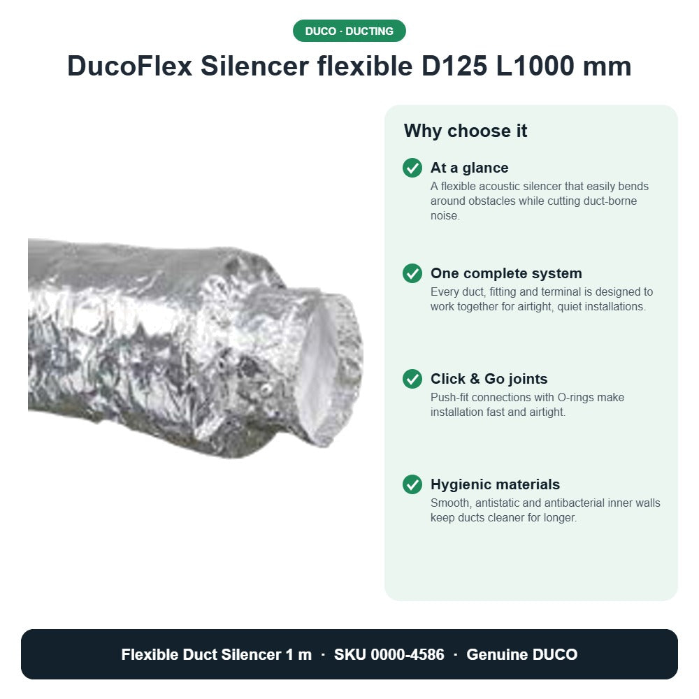 DucoFlex Silencer flexible D125 L1000 mm – DUCO 0000-4586 key benefits