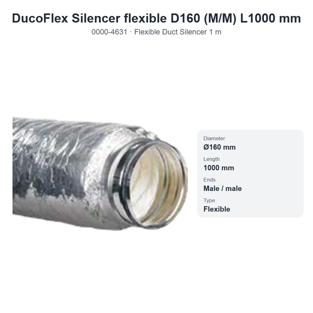 DucoFlex Silencer flexible D160 (M/M) L1000 mm – DUCO 0000-4631