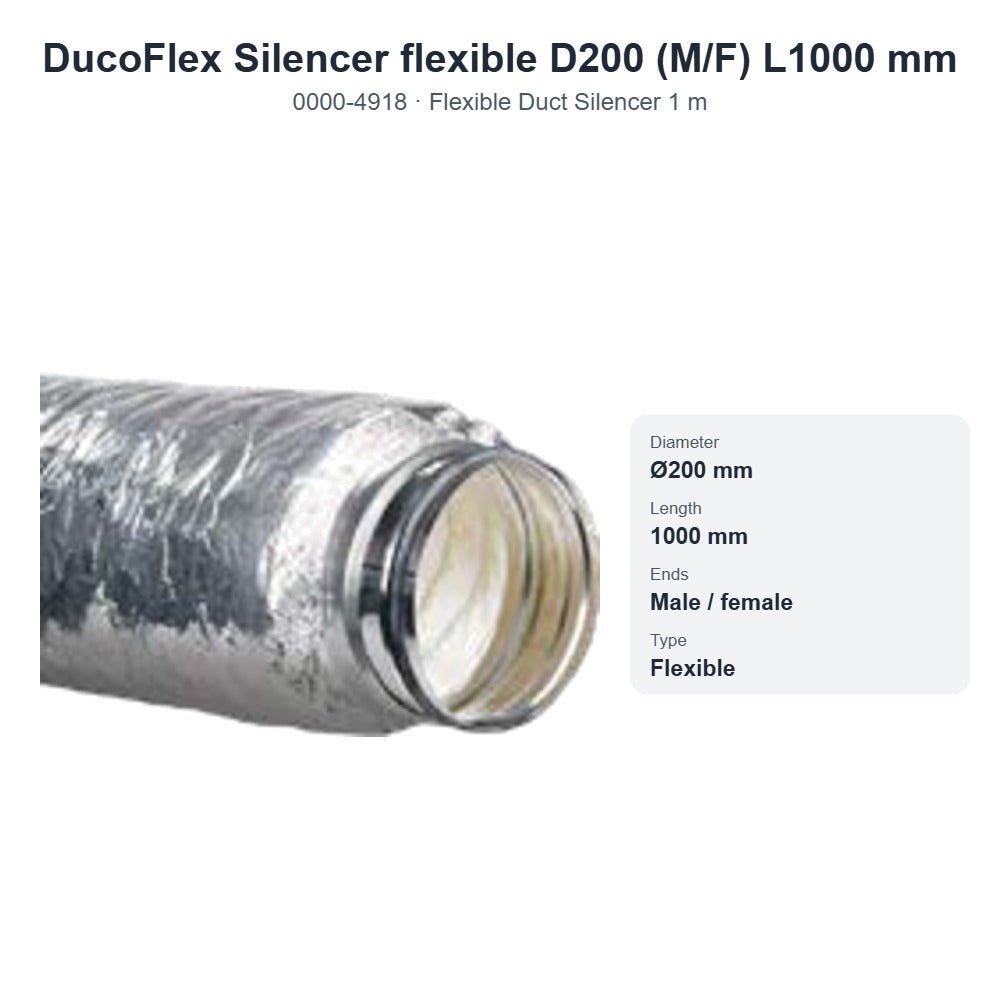 DucoFlex Silencer flexible D200 (M/F) L1000 mm – DUCO 0000-4918