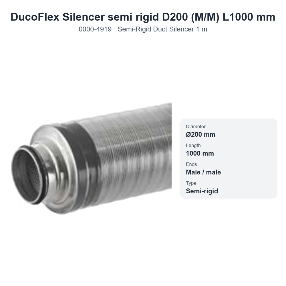 DucoFlex Silencer semi rigid D200 (M/M) L1000 mm – DUCO 0000-4919