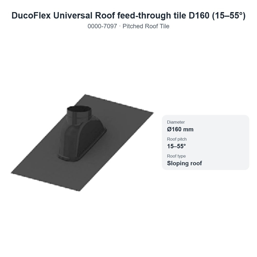 DucoFlex Universal Roof feed-through tile D160 (15–55°) – DUCO 0000-7097