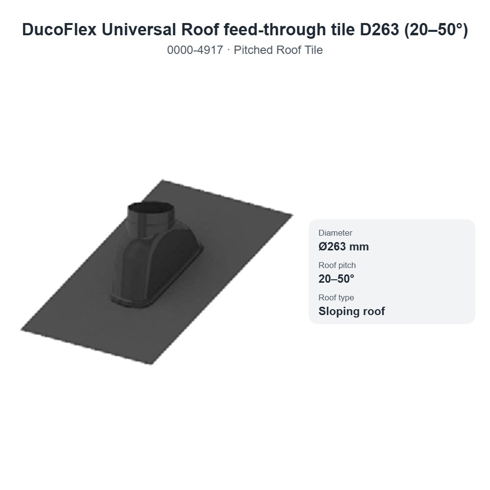 DucoFlex Universal Roof feed-through tile D263 (20–50°) – DUCO 0000-4917