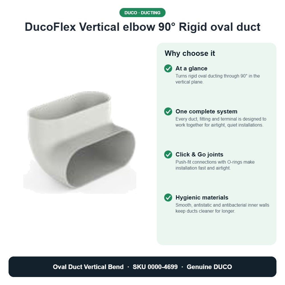 DucoFlex Vertical elbow 90° Rigid oval duct – DUCO 0000-4699 key benefits