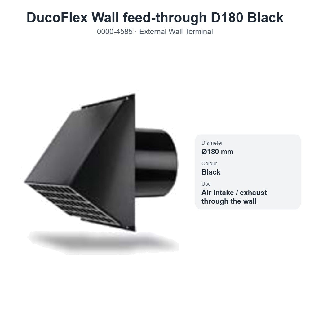 DucoFlex Wall feed-through D180 Black – DUCO 0000-4585