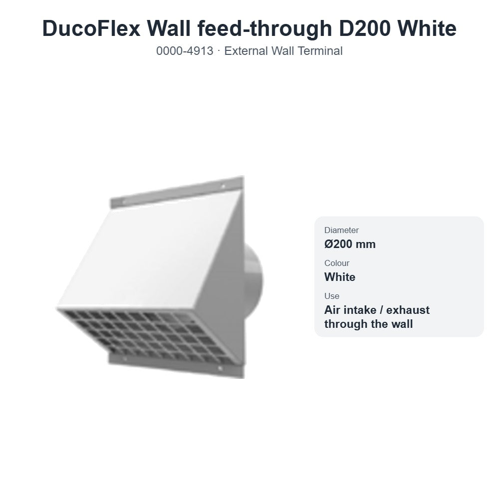 DucoFlex Wall feed-through D200 White – DUCO 0000-4913