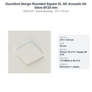 DucoVent Design Rounded Square XL AK Acoustic Air Valve Ø125 mm – DUCO 0000-7013