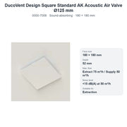 DucoVent Design Square Standard AK Acoustic Air Valve Ø125 mm – DUCO 0000-7006