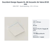 DucoVent Design Square XL AK Acoustic Air Valve Ø125 mm – DUCO 0000-7007