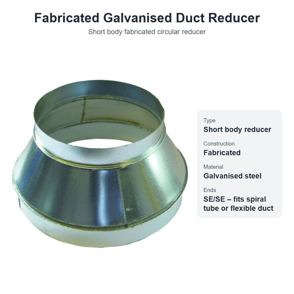Fabricated Galvanised Duct Reducer – Short Body Circular Reducer