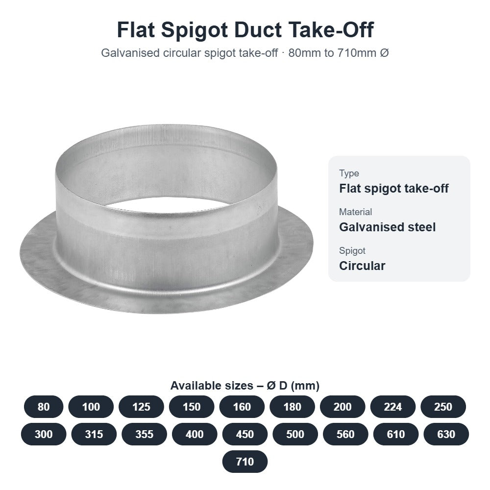 Flat Spigot Duct Take-Off – Galvanised Circular Spigot