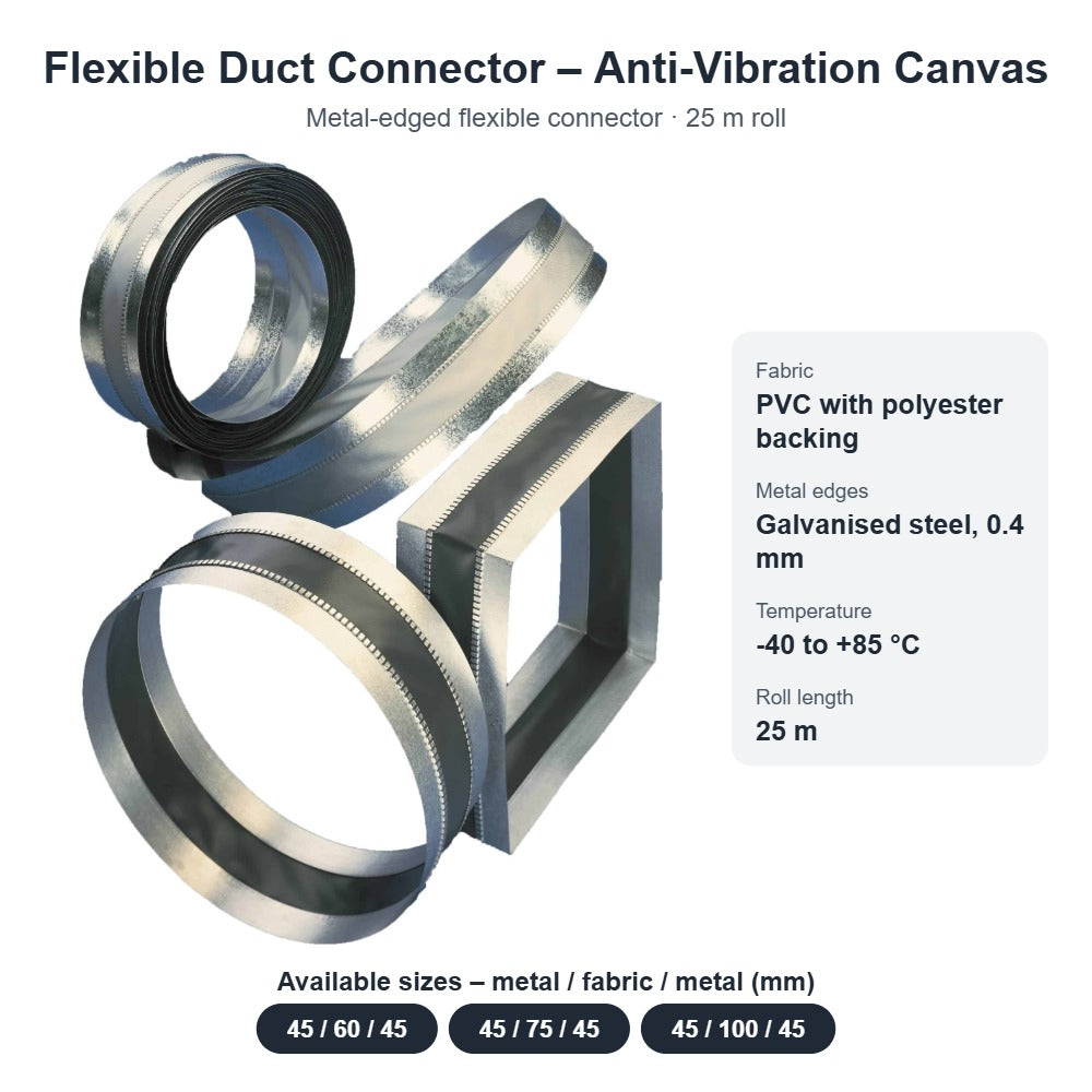 Flexible Duct Connector Anti-Vibration Canvas – 25m Roll