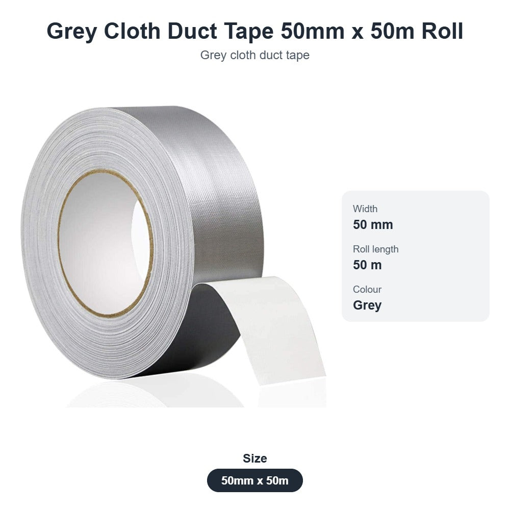 Grey Cloth Duct Tape 50mm x 50m Roll