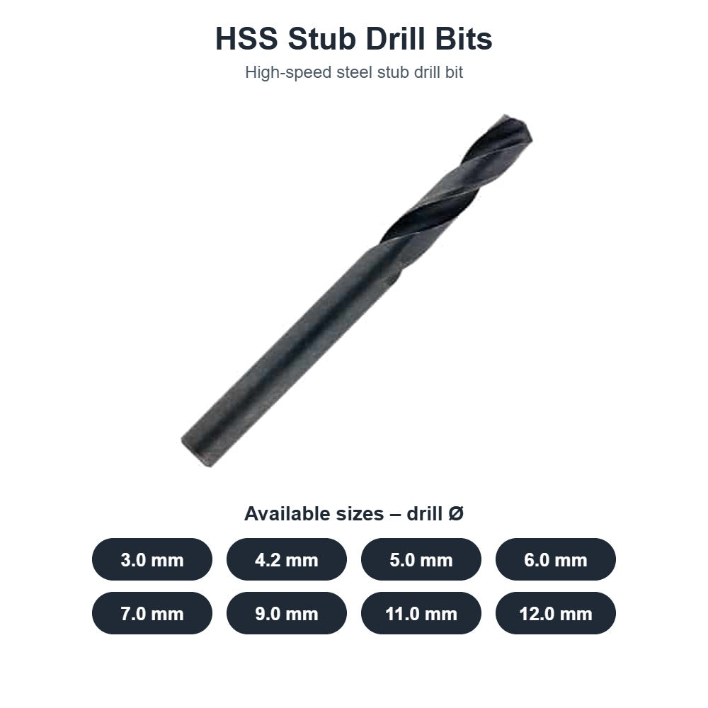HSS Stub Drill Bits – Various Sizes