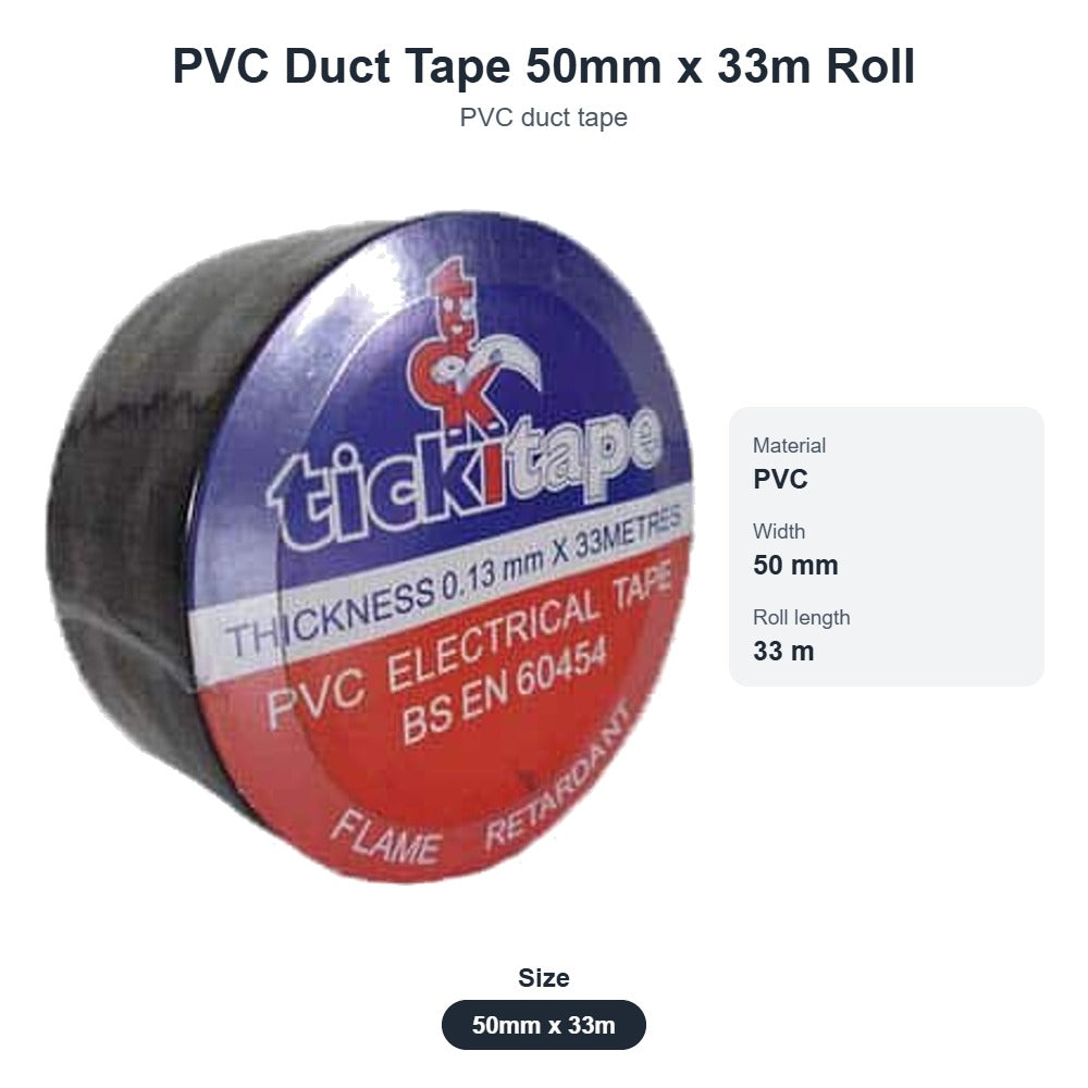 PVC Duct Tape 50mm x 33m Roll