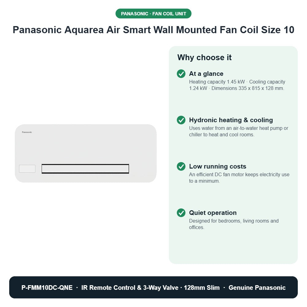 Panasonic Aquarea Air Smart Wall Mounted Fan Coil Size 10 – P-FMM10DC-QNE key benefits