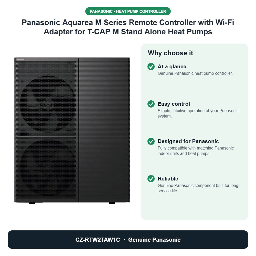 Panasonic Aquarea M Series Remote Controller with Wi-Fi Adapter for T-CAP M Stand Alone Heat Pumps – CZ-RTW2TAW1C key benefits