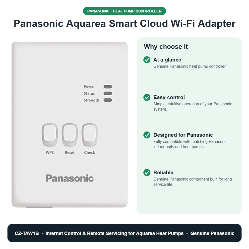 Panasonic Aquarea Smart Cloud Wi-Fi Adapter – CZ-TAW1B key benefits
