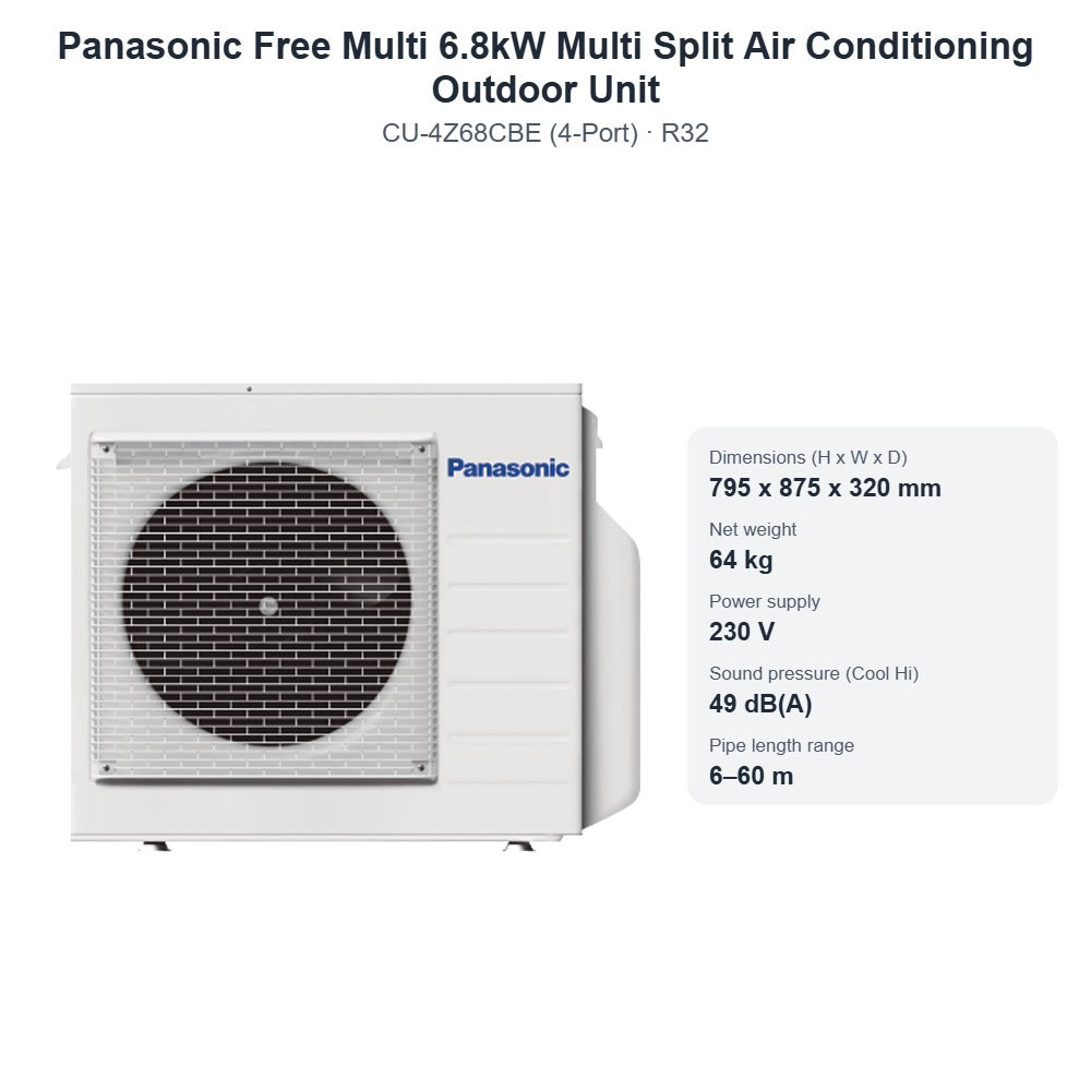 Panasonic CU-4Z68CBE Free Multi 6.8kW 4-Port Multi Split Air Conditioning Outdoor Unit – R32