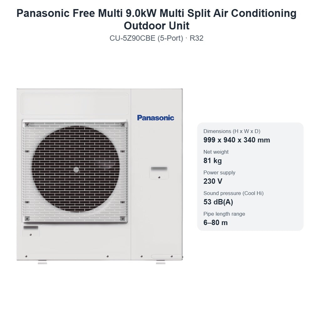 Panasonic CU-5Z90CBE Free Multi 9.0kW 5-Port Multi Split Air Conditioning Outdoor Unit – R32