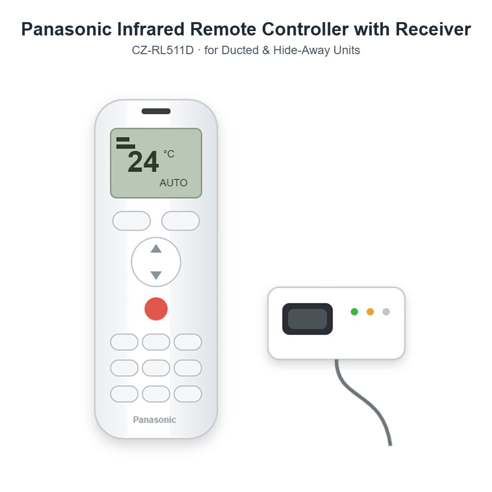 Panasonic CZ-RL511D Infrared Remote Controller with Receiver for Ducted & Hide-Away Units