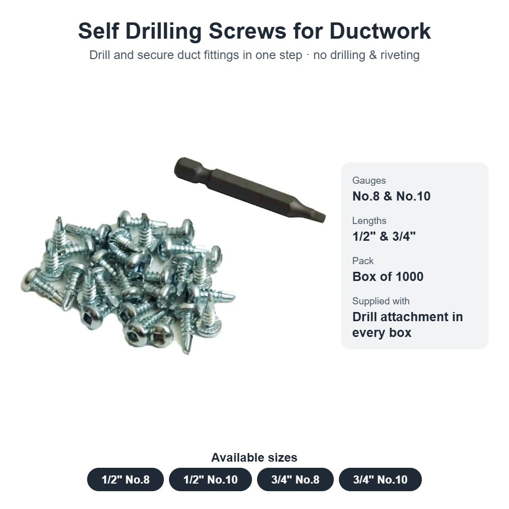Self Drilling Screws for Ductwork – No.8 & No.10