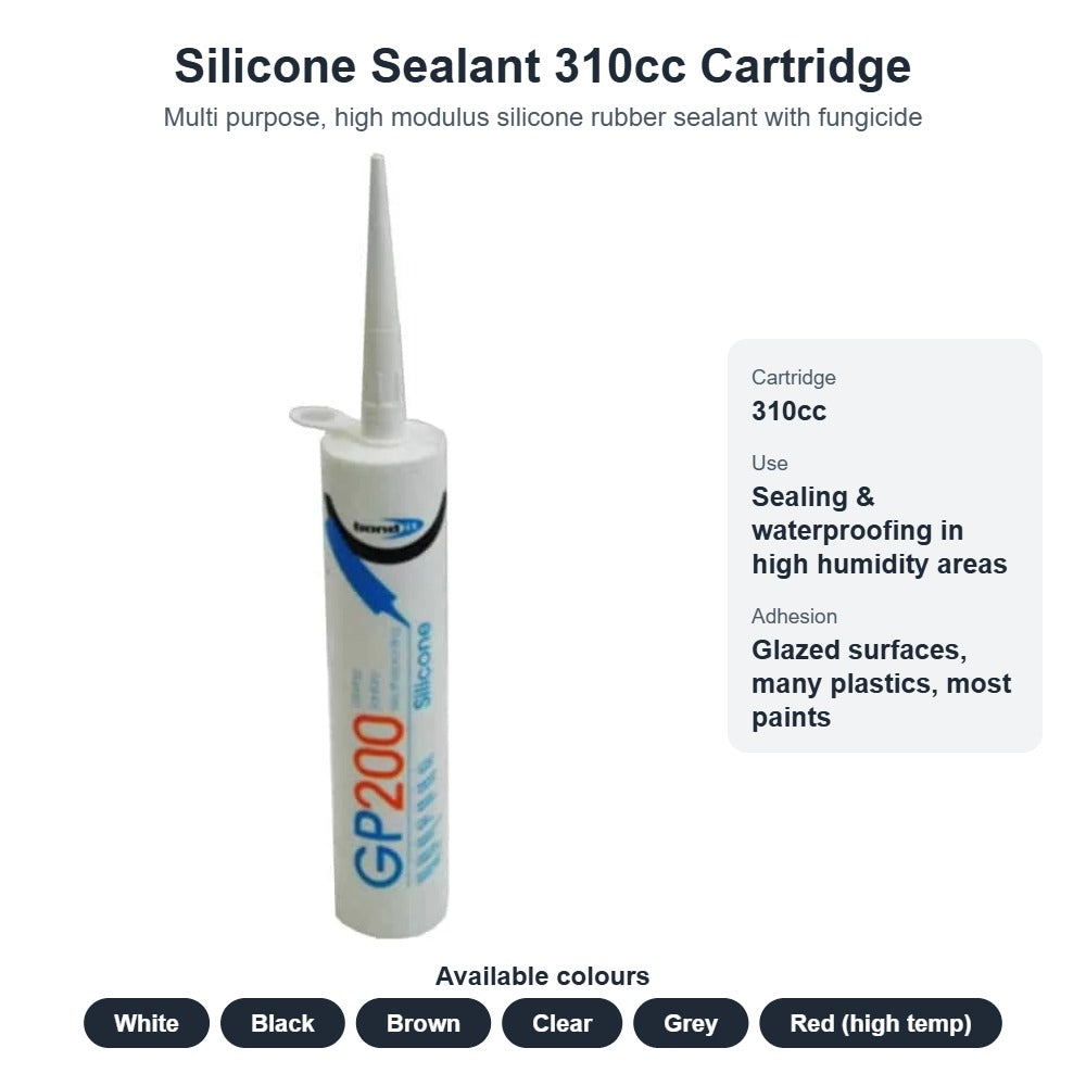 Silicone Sealant 310cc Cartridge – Multiple Colours